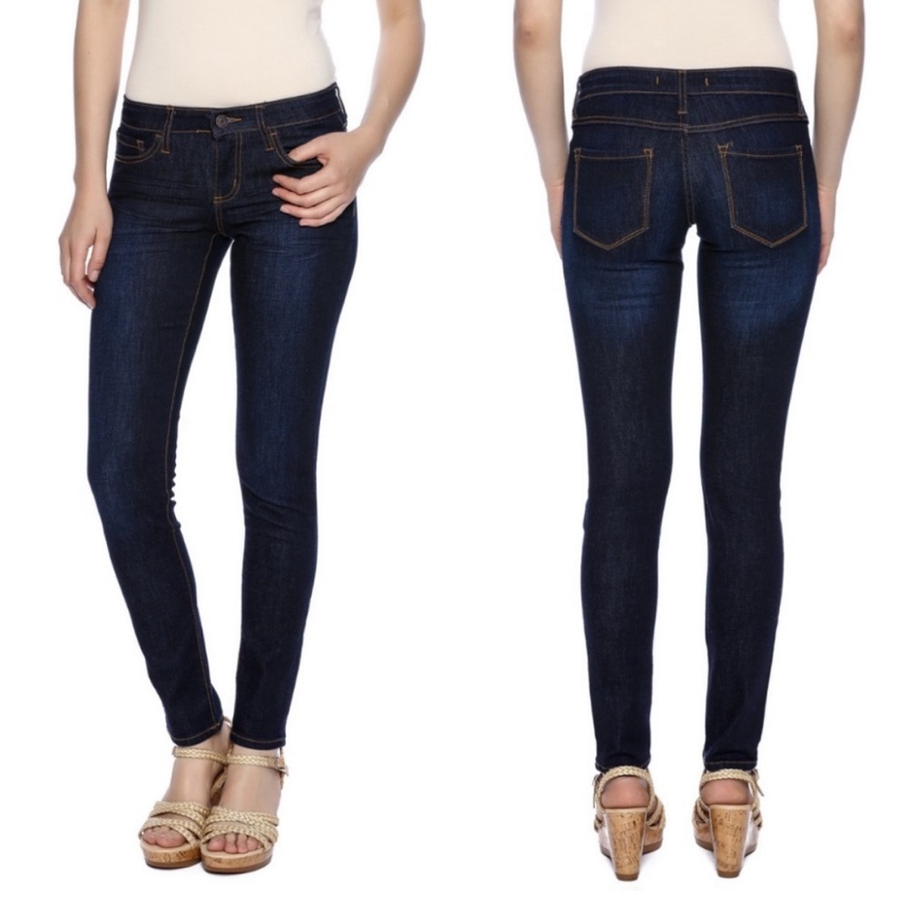 KLIQUE B. Dark Wash Skinny Jeans with Mid-Rise Fit 00